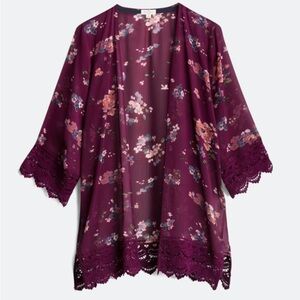 Mason & Belle Laria crochet trip open front woven